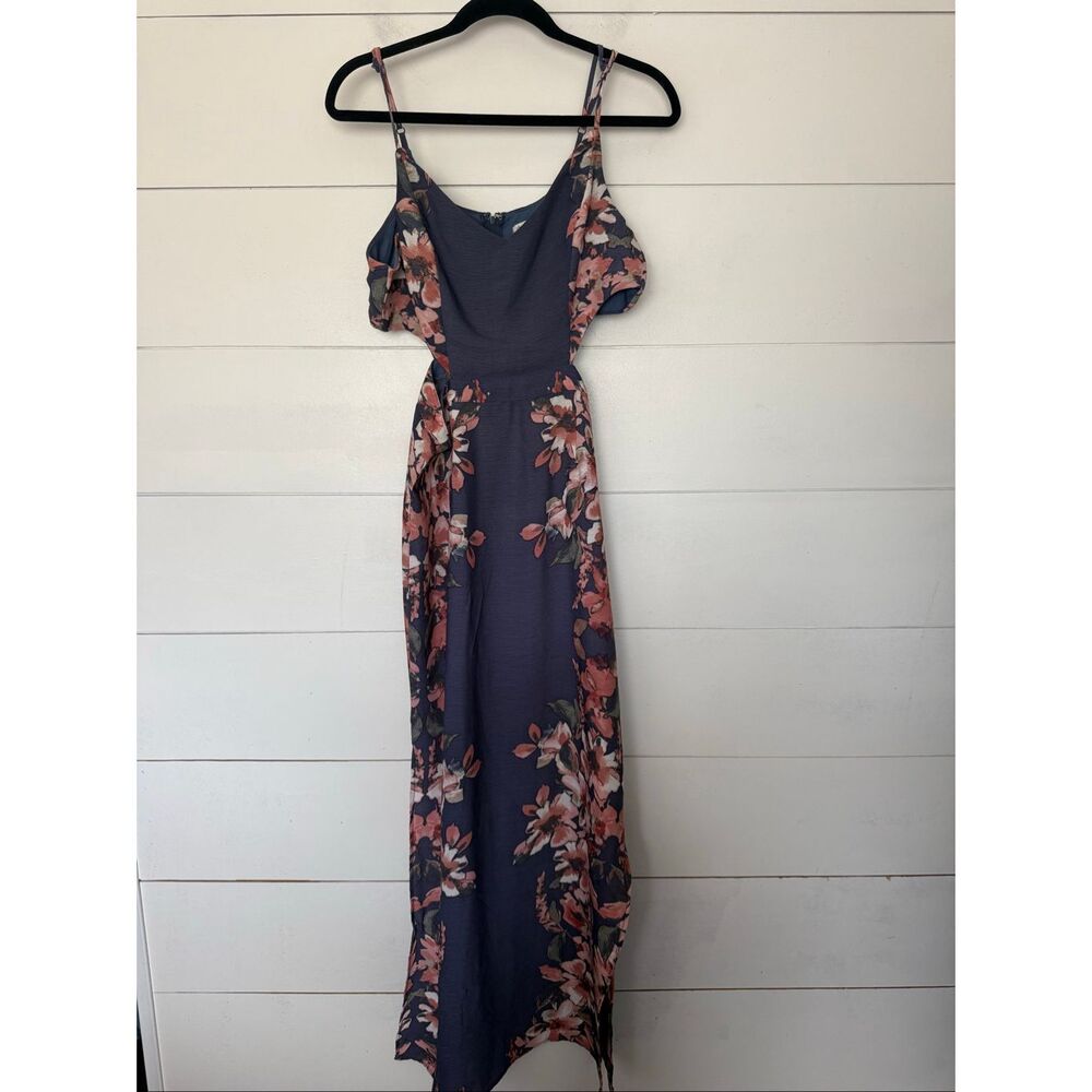 Charlotte Russe Women’s Large Purple Floral Cut Out Dress Maxi - Picture 1 of 7